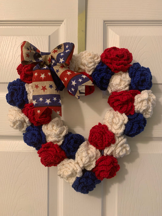 Red, White, and Blue Heart Wreath